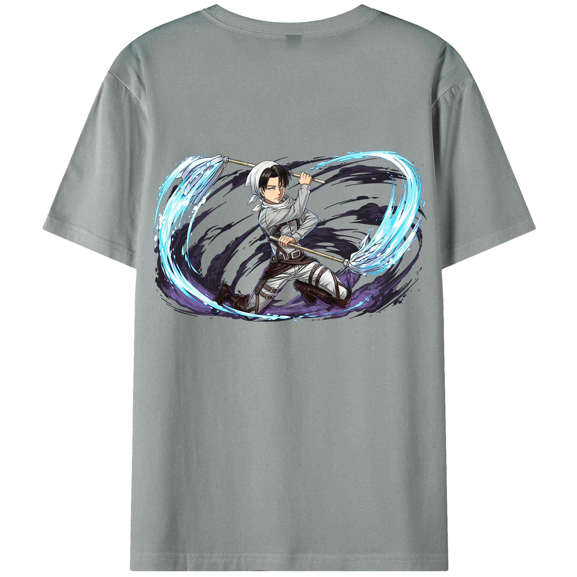 （画像用） 進撃の巨人 リヴァイ·アッカーマン Attack on Titan Levi Ackerman 綿100％ メンズ半袖Tシャツ（バックプリント） 通気性